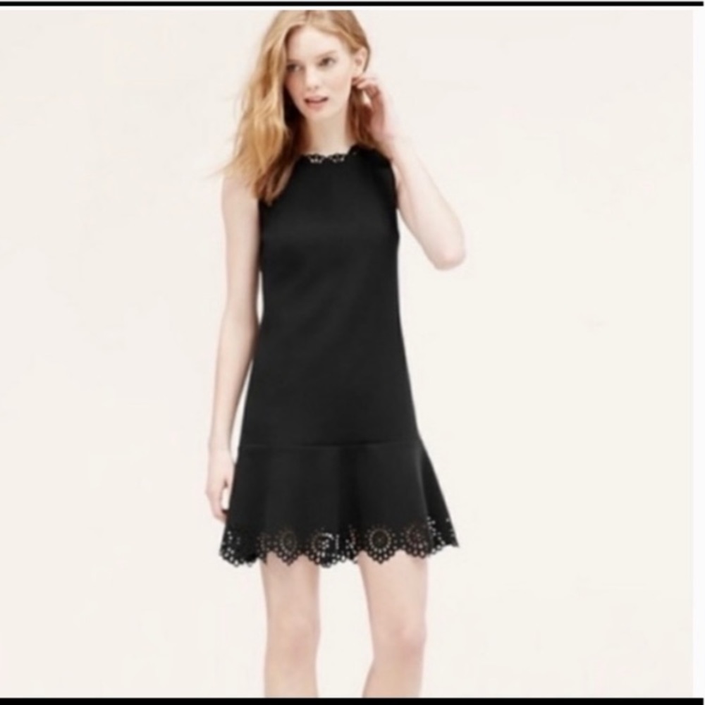 LOFT black laser cut sleeveless sheath dress size 8